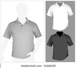 Vector. Men's polo shirt template with human body silhouette.