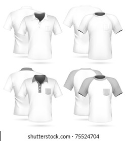 Vector. Men's Polo Shirt And T-shirt Design Template With Pocket.