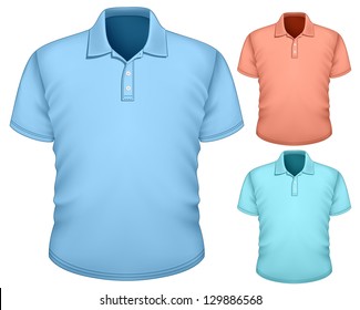 Vector. Men's polo-shirt design template (front view).