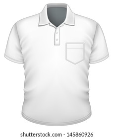 Vector. Men's polo-shirt design template (front view). Polo-shirt with pocket. Photo-realistic vector llustration contains gradient mesh.