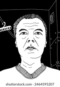 Vector Men`s portrait. Man`s face. Vector sketch illustration. Handsome fashion men`s portrait. 