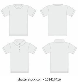 Vector. Men's t-shirt and polo shirt template (front & back)