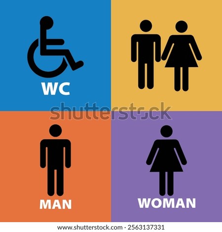 Vector men's and women's disabled restroom signage set