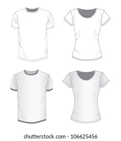 Vector. Men's and women's shirt design templates.