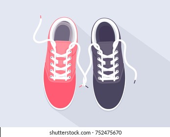 Vector men's and women's sneakers.  Sport shoes. Shoes for running