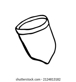 Vektor-Menstruationstasse im Doodle-Stil. Hygienezubehör für Frauen auf weißem Hintergrund einzeln
