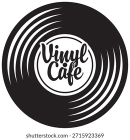 Menú de Vector o Anuncio para cafetería o music restaurant con discos de vinilo, plato, reproductor e inscripción en estilo vintage. Cartel publicitario, volante, letrero, logotipo, menú. No se utiliza ayuda