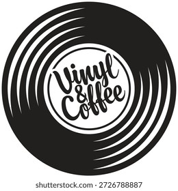 Vektormenü oder Banner für Café oder Musikrestaurant mit Vinyl-Schallplatten, Platte, Spieler und Beschriftung im Vintage-Stil. Werbeplakat, Flyer, Schild, Logo, Menü. Keine AI verwendet