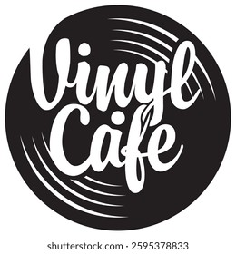 Vector menu or banner for music cafe with old vinyl record with inscription inside on light background in vintage style