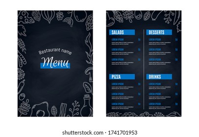 Vector menu cafe template with hand-drawn graphic