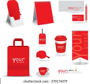 Vector menu, cap, layout set of corporate identity mock up template.