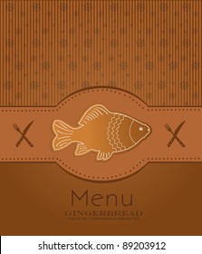vector menu card gingerbread fish carp