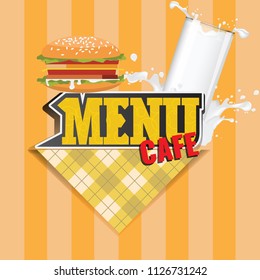 Vector Menu cards or cover design template. Cafe menu symbol logo.