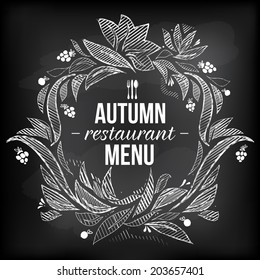 Vector menu chalkboard. Autumn offer. Chalk sketch. Hand drawing.