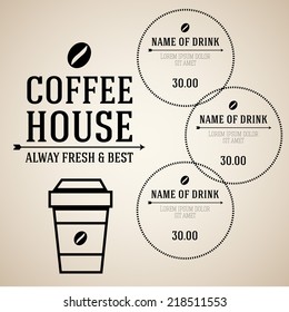 vector menu for coffee bar & restaurant