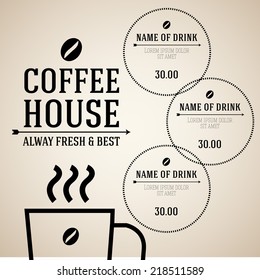 vector menu for coffee bar & restaurant