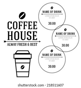 vector menu for coffee bar & restaurant