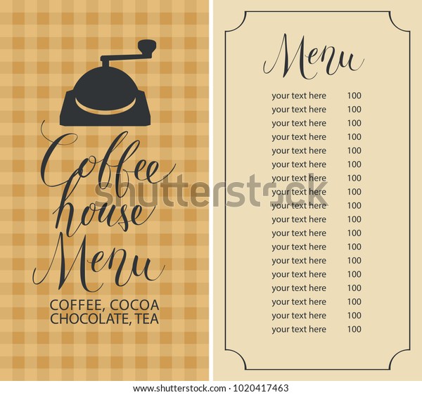 Vector Menu Coffee House Coffee Grinder Stock Vector Royalty Free 1020417463