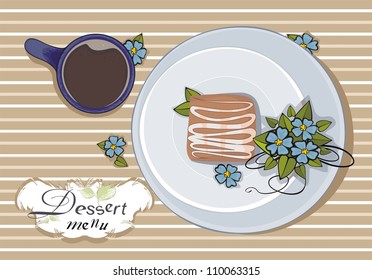 Vector Menu Cover decorated with flowers