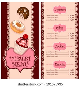 Vector Menu Design For Cake House, Bakery, Restaurant And Cafe