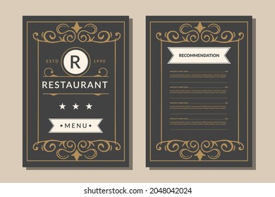 vector menu design for the restaurant with a vintage border
