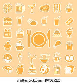 vector menu food and drink icons set