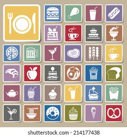 vector menu food and drink icons Sticker set 