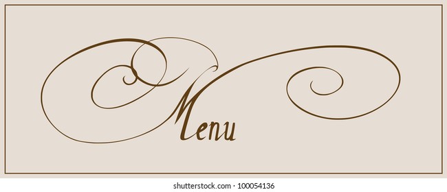 Vector menu headpiece. Vintage calligraphic ornate design element with swirls