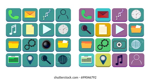 Vector menu icons for mobile phone