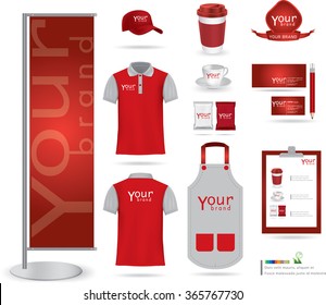 Vector  menu, package, t-shirt, cap, uniform design/ layout set of corporate identity mock up template.