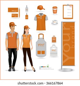 Vector Menu, Package, T-shirt, Cap, Uniform Design/ Layout Set Of Corporate Identity Mock Up Template.