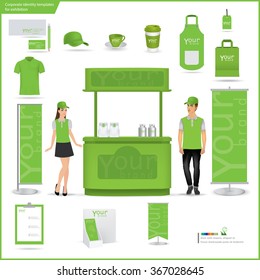 Vector menu, package, t-shirt, cap, uniform design/ layout set of corporate identity mock up template.