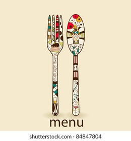 Vector menu pattern with spoon and fork