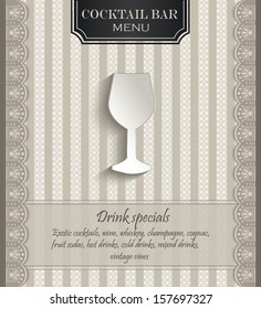 vector Menu restaurant lace natural paper 3D glass
