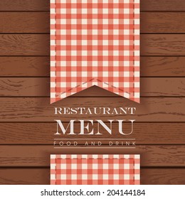 Plantilla del restaurante del menú vector con fondo de madera