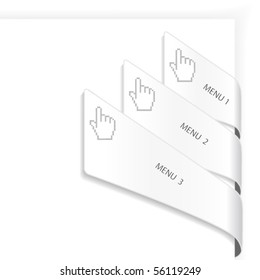 Vector menu tape with cursor of hand