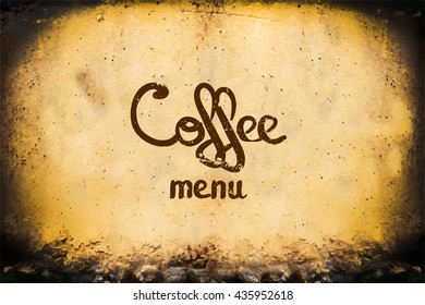 Vector menu template for restaurant, cafe, bar, coffeehouse. Grunge texture background for your design. 