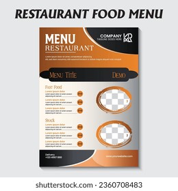Vector menu template for restaurant and tavern. Modern food flyer and brochure design for restaurant. Vector illustration
