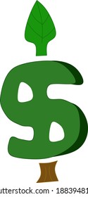 Vector merging design of money and tree logo