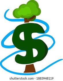 Vector merging design of money and tree logo