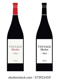 Vector Merlot Wine Bottle Set in Color and Black