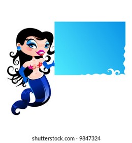 Vector Mermaid with blue card