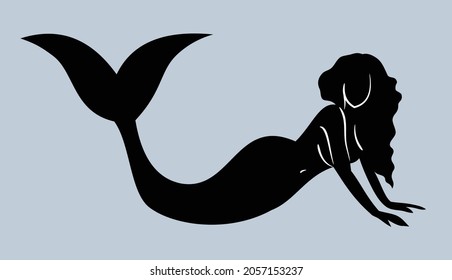 Silueta vectorial de silueta de sirena, aislada, contorno, icono 