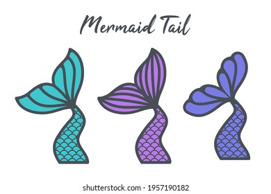 Vector mermaid tail with rainbow scales Design for girls Isolated on white background