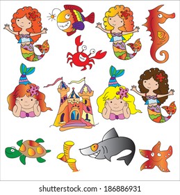 Vector mermaids illustration