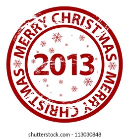 Vector merry Christmas 2013 grunge rubber stamp