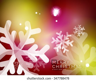 Vector Feliz Navidad fondo abstracto, copos de nieve en el aire. Fondo de color para el mensaje