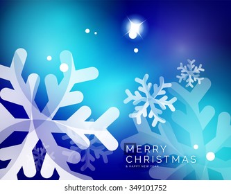 Vector Feliz Navidad fondo abstracto, copos de nieve en el aire. Fondo de color para el mensaje