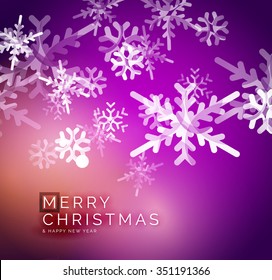 Vector Feliz Navidad fondo abstracto, copos de nieve en el aire. Fondo de color para el mensaje