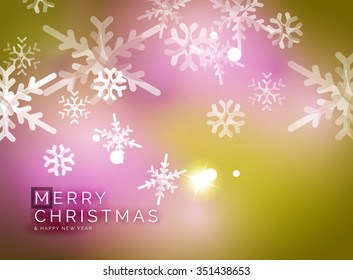 Vector Merry Christmas abstract background, snowflakes in the air. Color background for your message